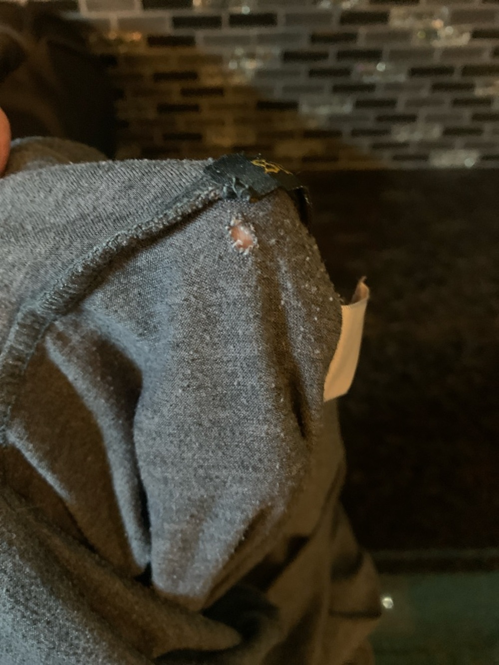 Saint Grace Charcoal Gray Knit Pants with Gold Logo Tag - Picture 5 of 5